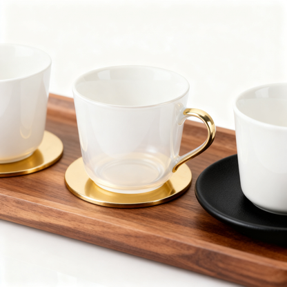 ☕ Natural Wood Coffee Cup Serving Tray Elegant Wooden Coffee Tray Set — Create A Warm & Stylish Home Café Experience With Timeless Design