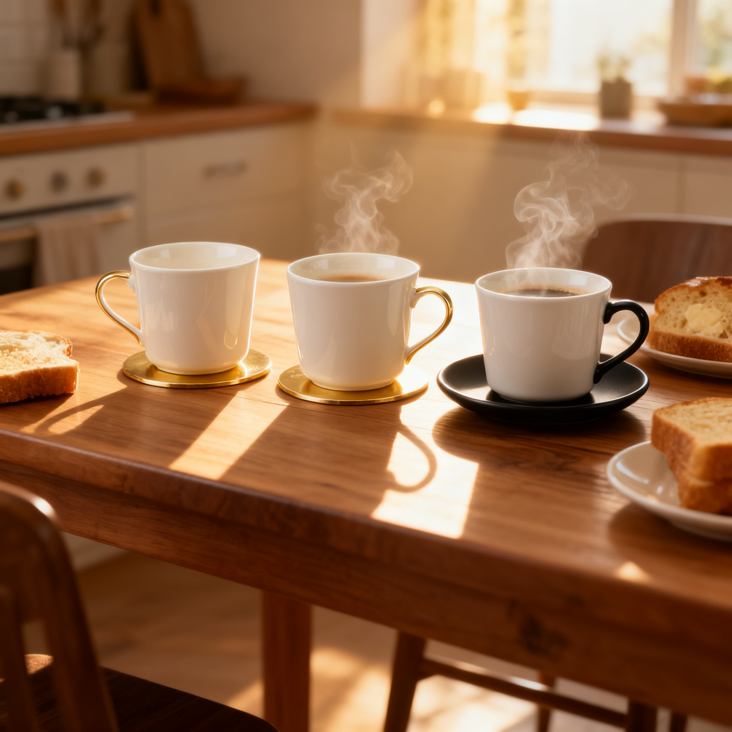 ☕ Natural Wood Coffee Cup Serving Tray Elegant Wooden Coffee Tray Set — Create A Warm & Stylish Home Café Experience With Timeless Design