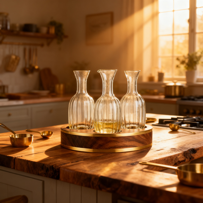 🧂 Luxury Glass Seasoning Bottle Set With Wooden Stand Elegant Kitchen Spice Organizer — A Stylish Storage Solution For A Cleaner, More Sophisticated Cooking Space