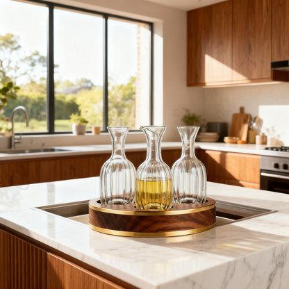 🧂 Luxury Glass Seasoning Bottle Set With Wooden Stand Elegant Kitchen Spice Organizer — A Stylish Storage Solution For A Cleaner, More Sophisticated Cooking Space