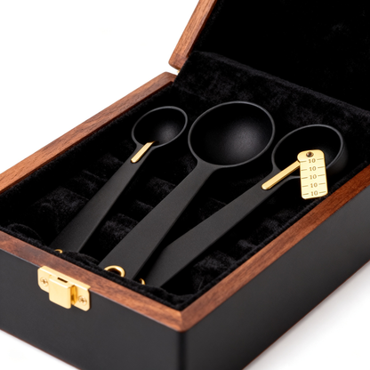 🖤 Matte Black Measuring Spoon Set with Wooden Display Holder Precision, elegance, and modern kitchen design combined into one beautiful everyday essential