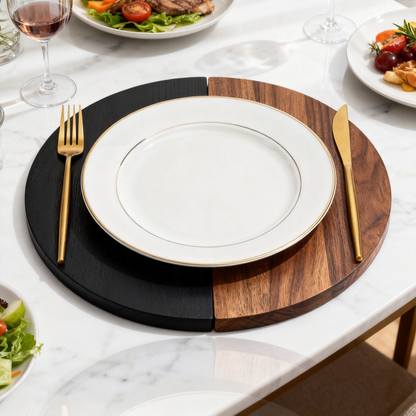 🌓 Black & Walnut Round Serving Tray A statement piece that blends modern contrast with natural warmth for elevated everyday moments