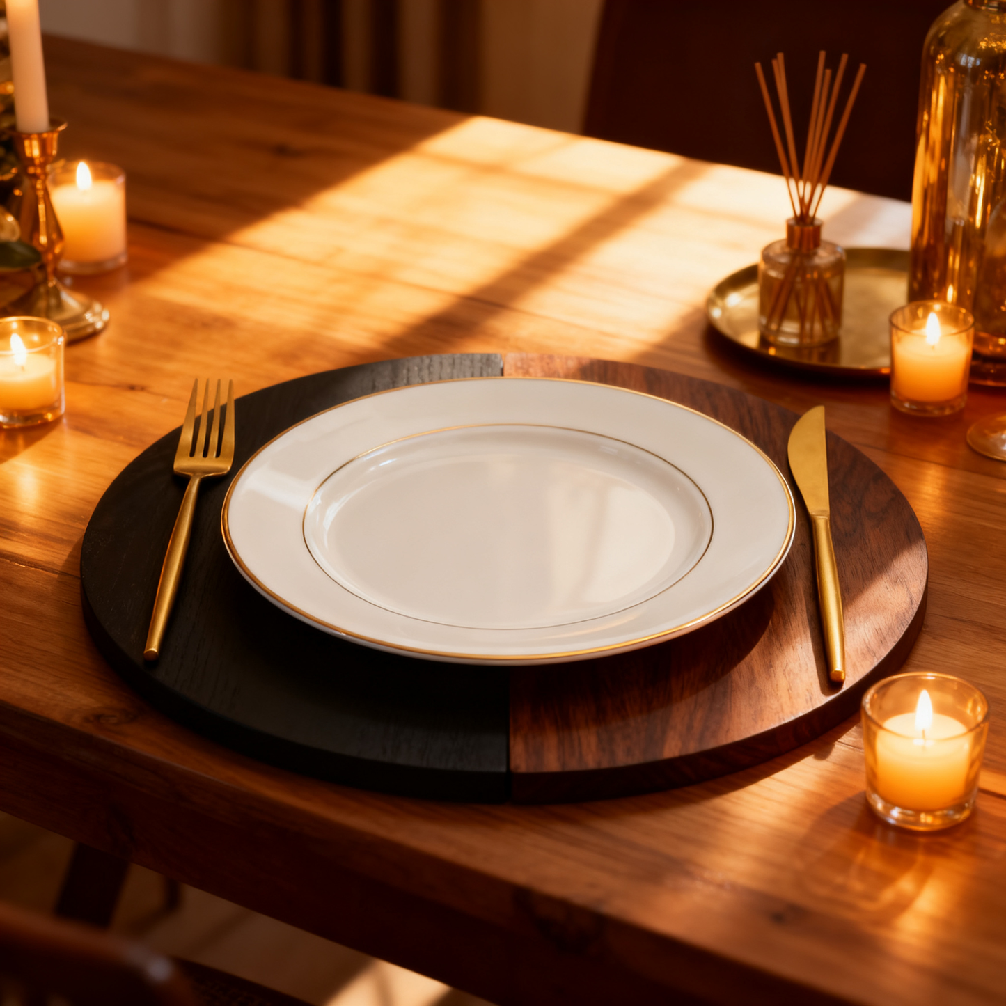 🌓 Black & Walnut Round Serving Tray A statement piece that blends modern contrast with natural warmth for elevated everyday moments
