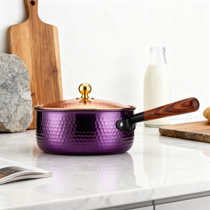 💜 Purple Hammered Enamel Dutch Oven A statement cookware piece that brings artistic beauty, slow cooking tradition, and everyday warmth into your kitchen