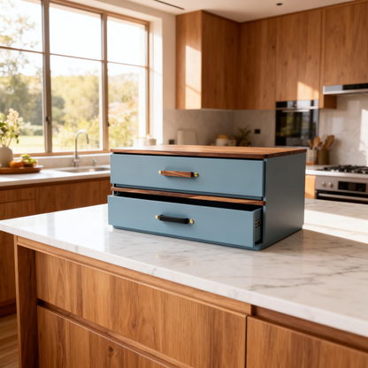 💙 Deep Blue 3-Tier Kitchen Drawer Organizer Transform everyday kitchen clutter into a beautifully organized and effortlessly functional space