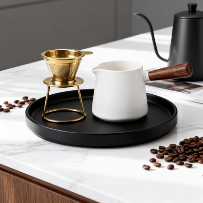 ☕ Black Coffee Serving Tray Set Create a refined coffee ritual space where everyday moments become beautifully intentional