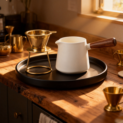 ☕ Black Coffee Serving Tray Set Create a refined coffee ritual space where everyday moments become beautifully intentional