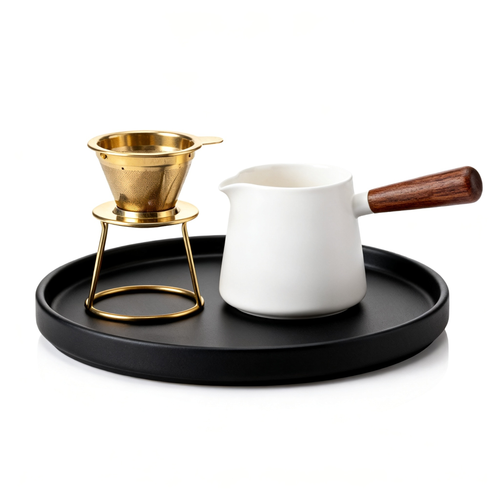 ☕ Black Coffee Serving Tray Set Create a refined coffee ritual space where everyday moments become beautifully intentional