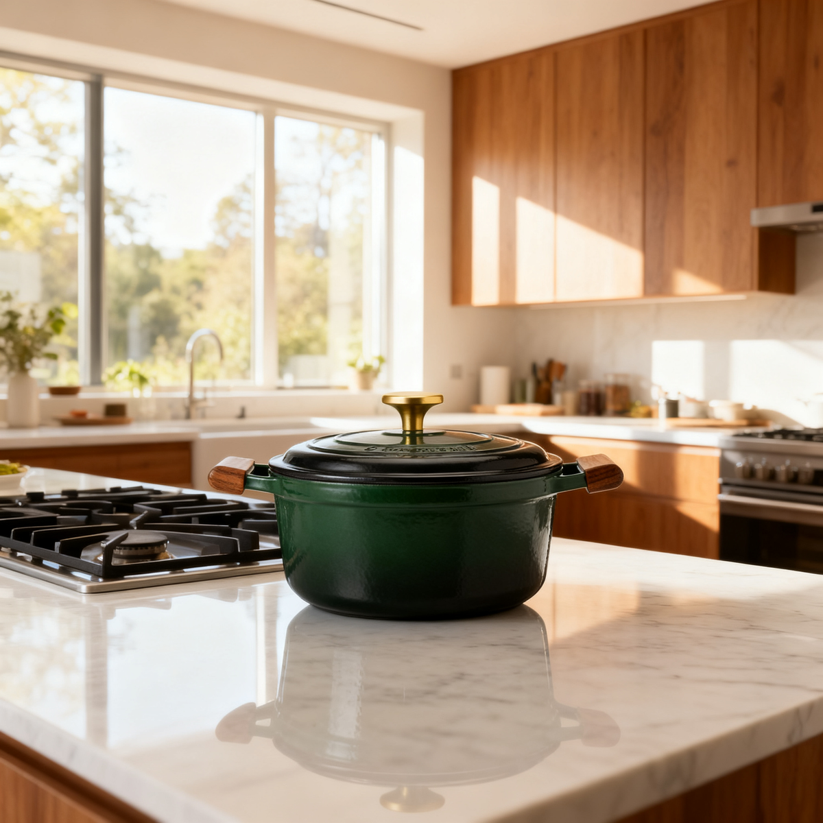 💚 Emerald Green Cast Iron Dutch Oven A timeless cookware piece designed to create unforgettable meals, warm memories, and beautiful kitchen moments
