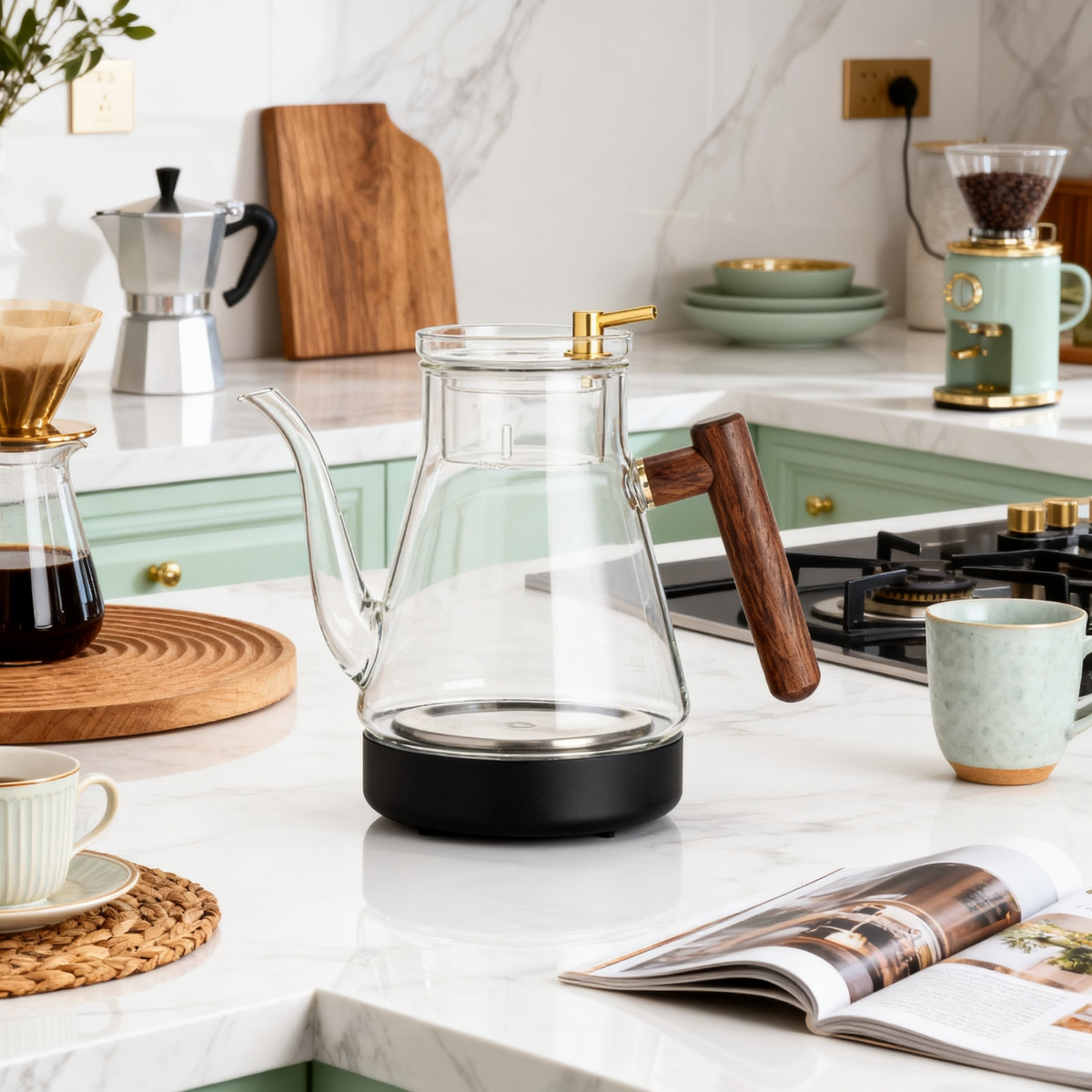 🍵 Elegant Glass Teapot with Natural Wood Handle A Beautiful Blend of Transparency, Nature, and Modern Tea Rituals