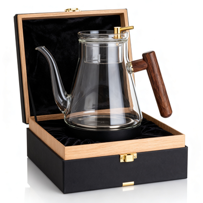 🍵 Elegant Glass Teapot with Natural Wood Handle A Beautiful Blend of Transparency, Nature, and Modern Tea Rituals