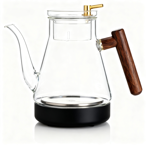 🍵 Elegant Glass Teapot with Natural Wood Handle A Beautiful Blend of Transparency, Nature, and Modern Tea Rituals