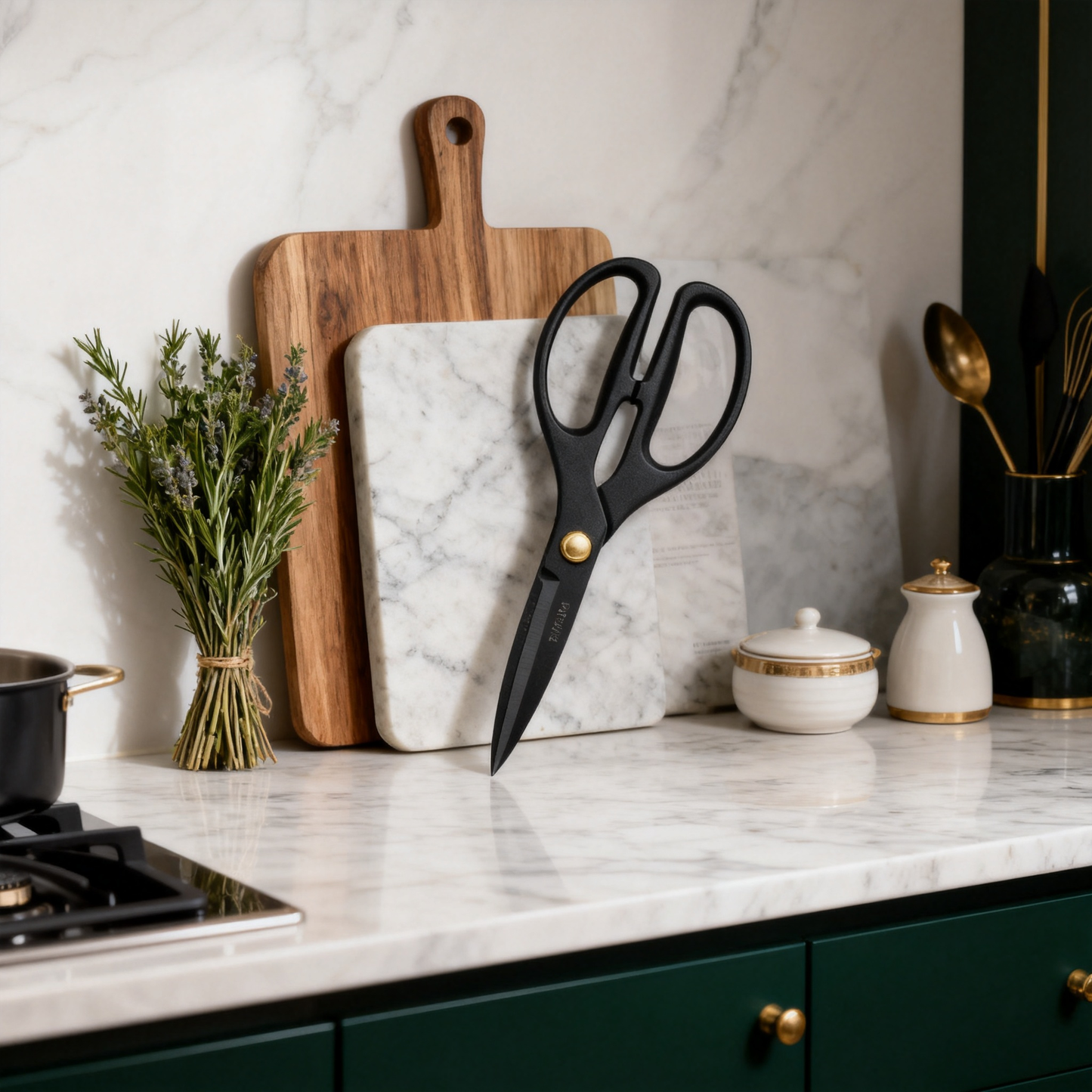 ✂️ Premium Kitchen Shears with Wooden Display Case