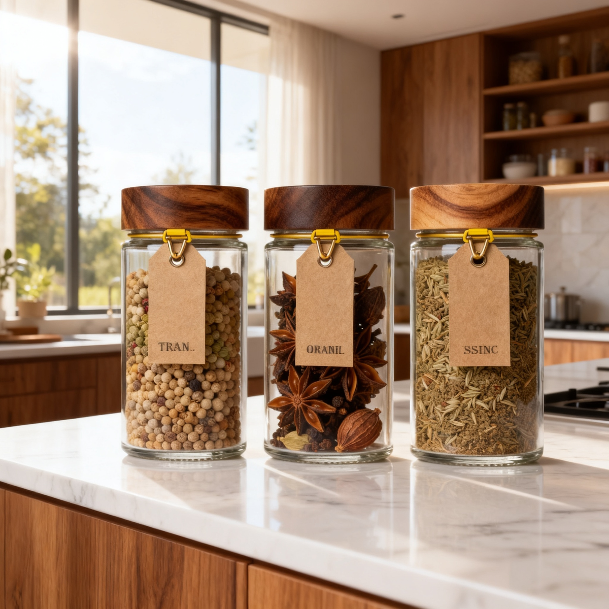 🫙 Premium Glass Storage Jars with Natural Wood Lids Elegant Kitchen Organization Designed for Freshness, Beauty, and Everyday Convenience