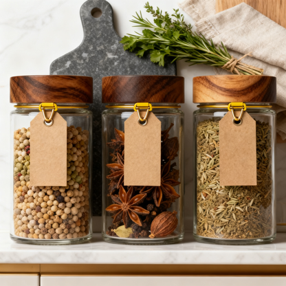 🫙 Premium Glass Storage Jars with Natural Wood Lids Elegant Kitchen Organization Designed for Freshness, Beauty, and Everyday Convenience
