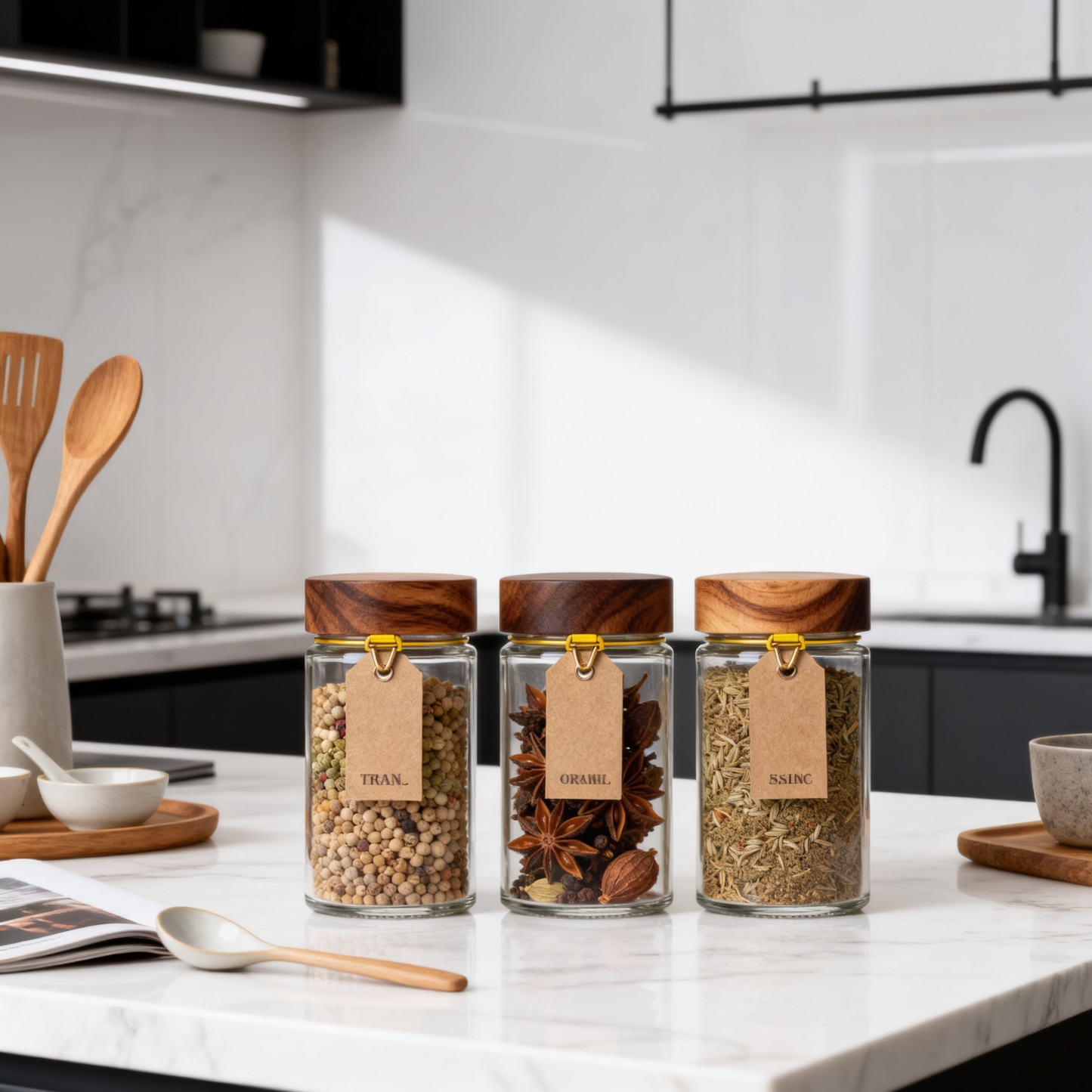 🫙 Premium Glass Storage Jars with Natural Wood Lids Elegant Kitchen Organization Designed for Freshness, Beauty, and Everyday Convenience