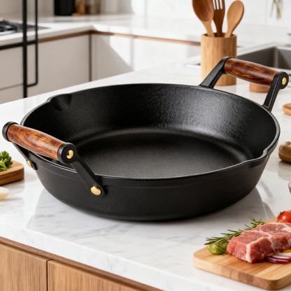 🥘 Premium Cast Iron Dutch Oven with Wooden Base A Timeless Cooking Essential Designed for Slow Simmering, Rich Flavors, and Meaningful Meals