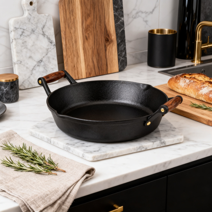 🥘 Premium Cast Iron Dutch Oven with Wooden Base A Timeless Cooking Essential Designed for Slow Simmering, Rich Flavors, and Meaningful Meals