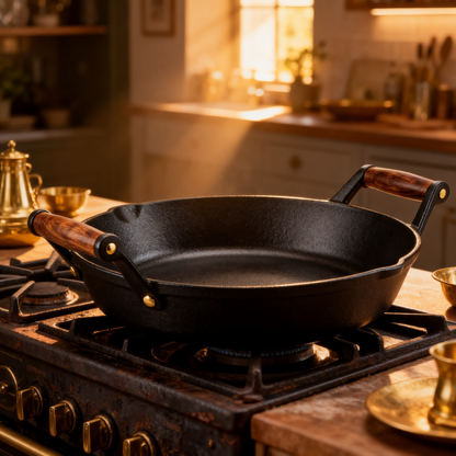 🥘 Premium Cast Iron Dutch Oven with Wooden Base A Timeless Cooking Essential Designed for Slow Simmering, Rich Flavors, and Meaningful Meals