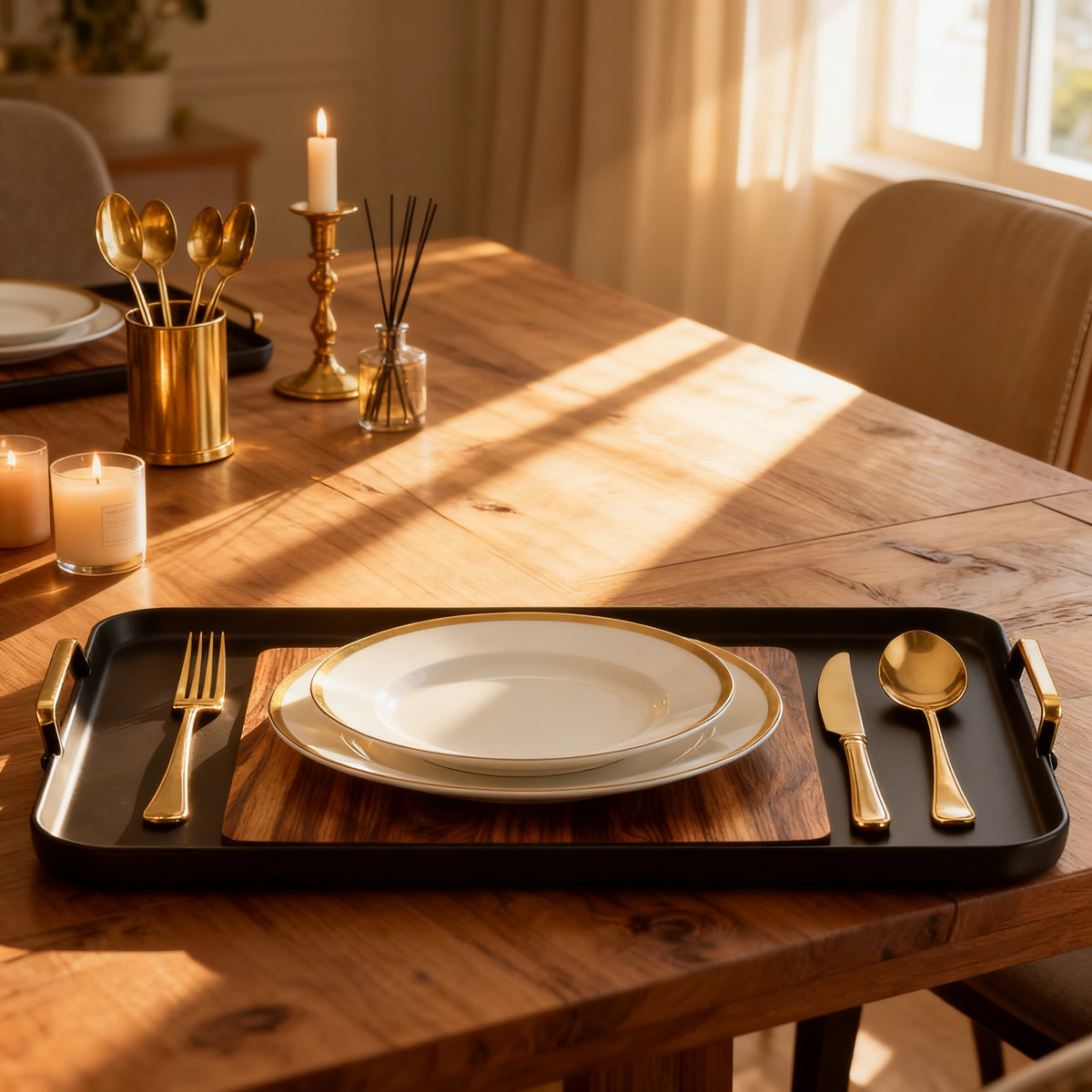 ☕ Elegant Wooden Coffee Cup & Serving Tray Set Premium Home Coffee Accessories Designed for Cozy Mornings and Beautiful Everyday Moments
