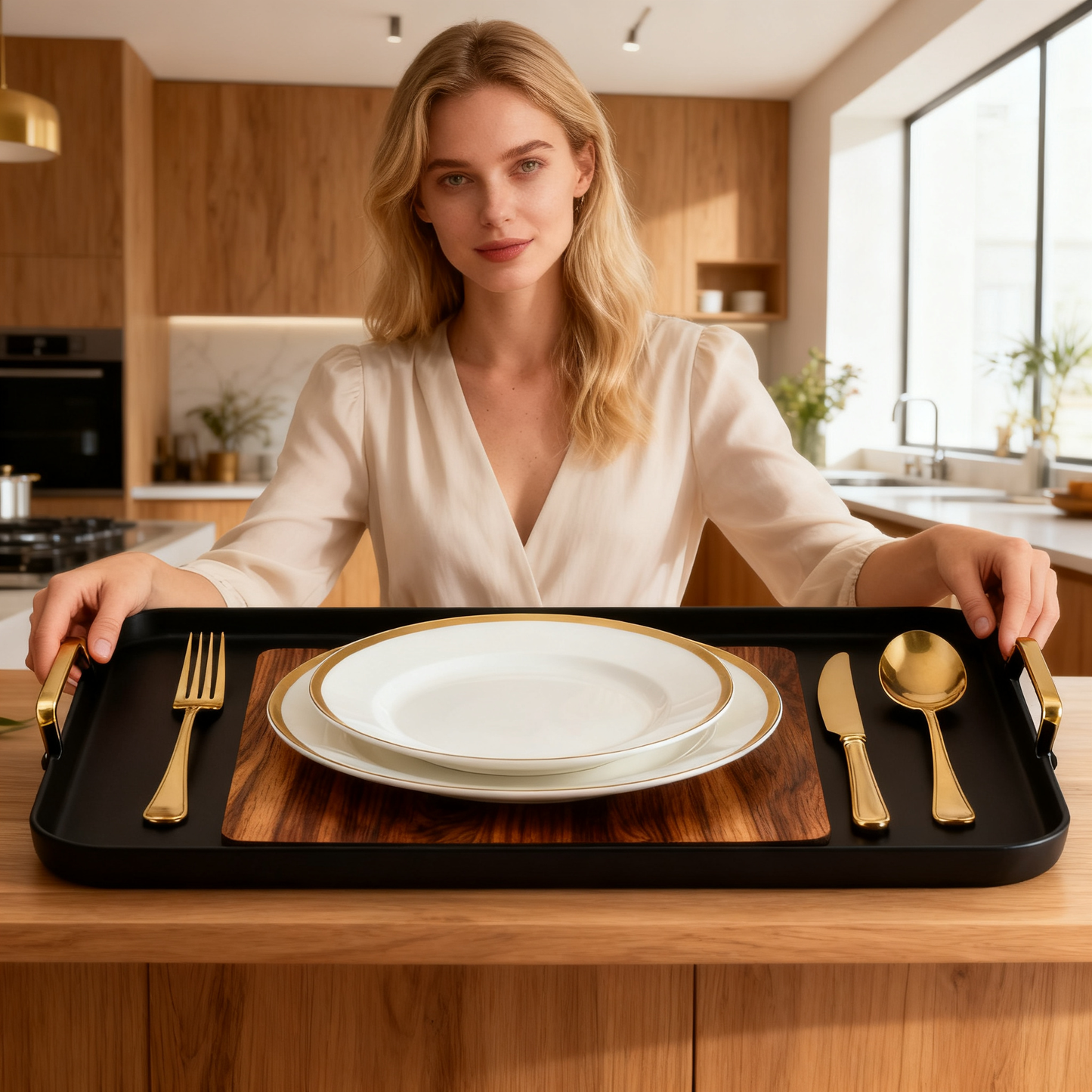 ☕ Elegant Wooden Coffee Cup & Serving Tray Set Premium Home Coffee Accessories Designed for Cozy Mornings and Beautiful Everyday Moments