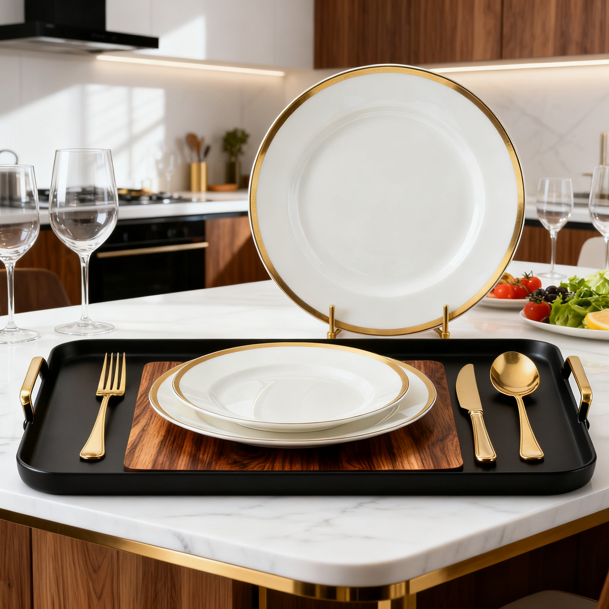 ☕ Elegant Wooden Coffee Cup & Serving Tray Set Premium Home Coffee Accessories Designed for Cozy Mornings and Beautiful Everyday Moments