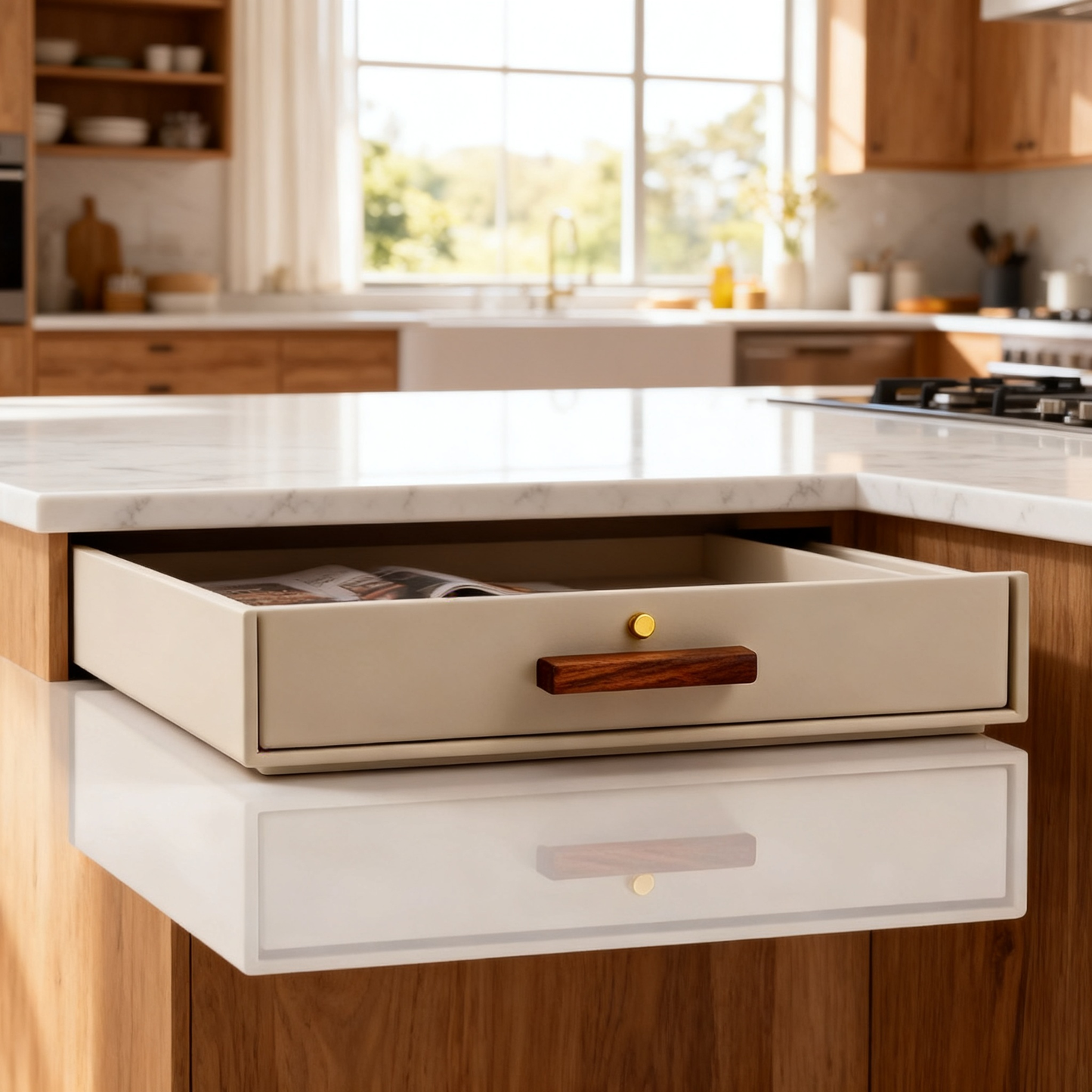 🤍 Minimalist Kitchen Drawer Organizer With Wooden Handle — A Stylish Storage Solution To Keep Your Kitchen Clean, Organized & Elegant