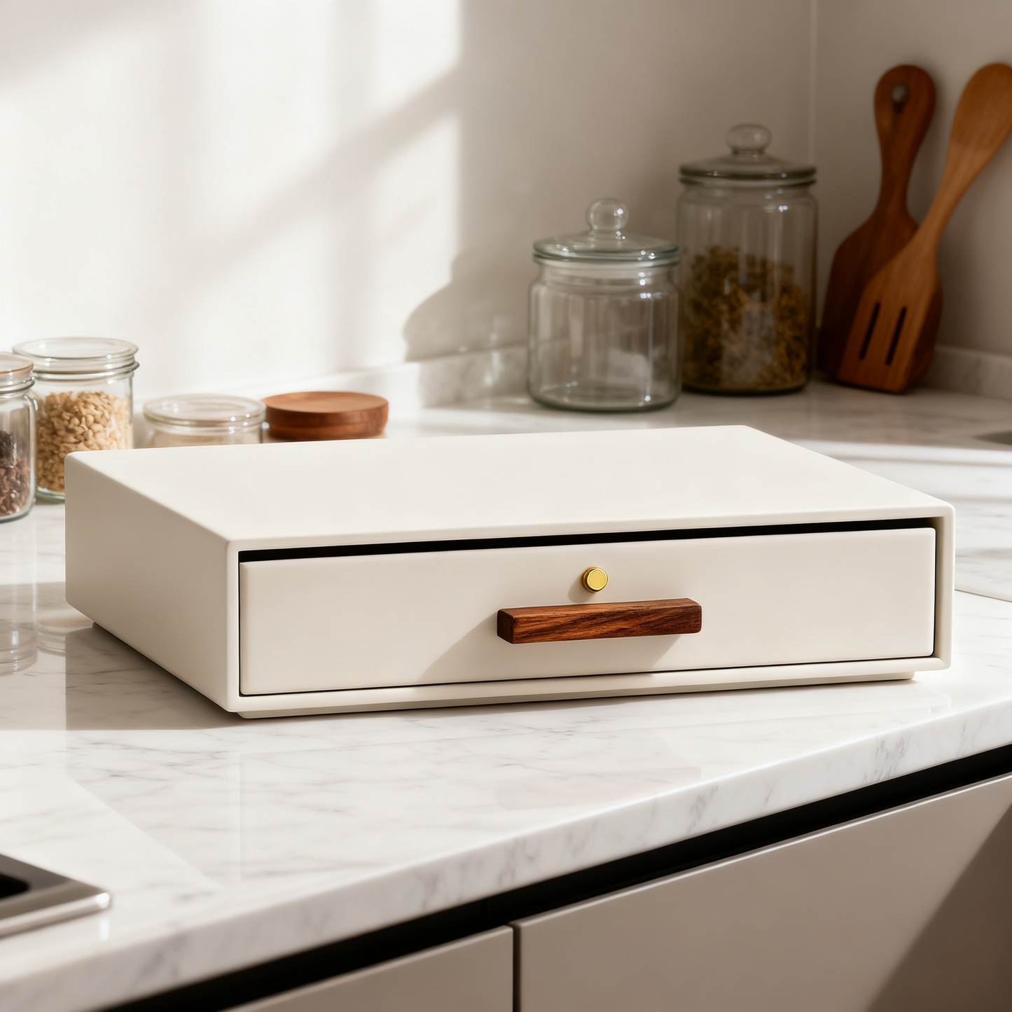 🤍 Minimalist Kitchen Drawer Organizer With Wooden Handle — A Stylish Storage Solution To Keep Your Kitchen Clean, Organized & Elegant