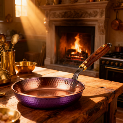 🟤 Vintage Copper Frying Pan With Wooden Handle — A Timeless Cooking Essential Combining Classic Craftsmanship & Modern Kitchen Elegance