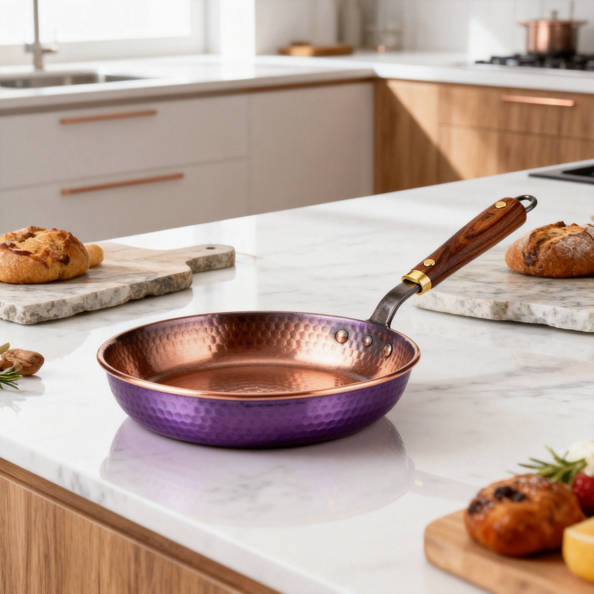 🟤 Vintage Copper Frying Pan With Wooden Handle — A Timeless Cooking Essential Combining Classic Craftsmanship & Modern Kitchen Elegance